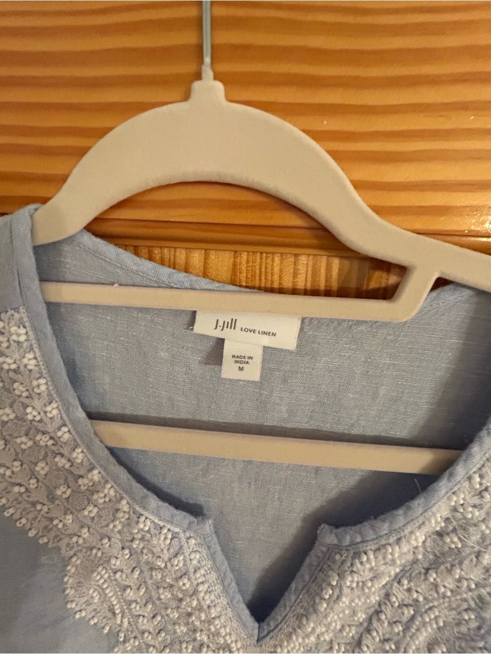 J. Jill Light Blue Sleeveless Embroidered Shift Dress - Picture 3 of 5